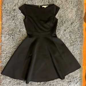 Boston Proper black midi dress A-line back zipper size 4